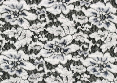 伸縮自在白い花のブラシをかけられたレース レーヨン ナイロン スパンデックスの生地 CY-LQ0003 サプライヤー
