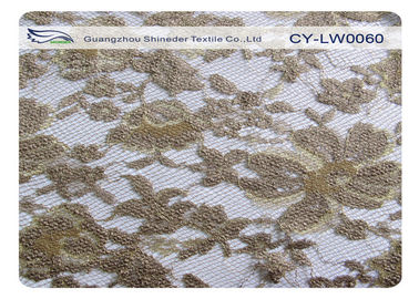 水溶性の金のウェディング ドレスのための金属刺繍されたレースの生地 サプライヤー