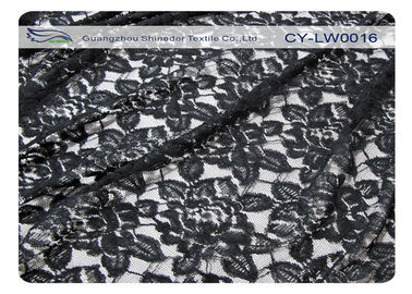 黒い花の綿のナイロン レースの生地、65% のナイロン + 35% の綿 CY-LW0016 サプライヤー