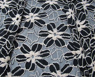 黒い/白女性のための Garment Sunflower Pattern CY-DK0008 伸縮性があるレースの生地を編みました サプライヤー