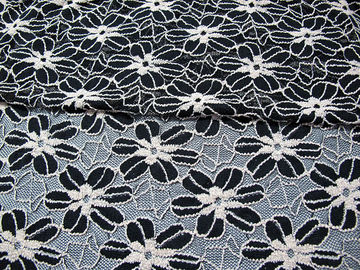 黒い/白女性のための Garment Sunflower Pattern CY-DK0008 伸縮性があるレースの生地を編みました サプライヤー