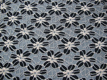 黒い/白女性のための Garment Sunflower Pattern CY-DK0008 伸縮性があるレースの生地を編みました サプライヤー