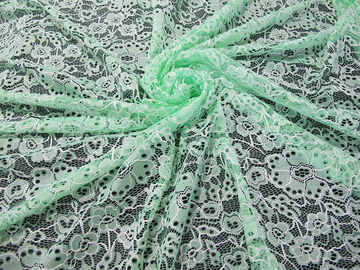 注文の耐久の綿のナイロンによって刺繍されるレースの生地の緑の花模様 サプライヤー
