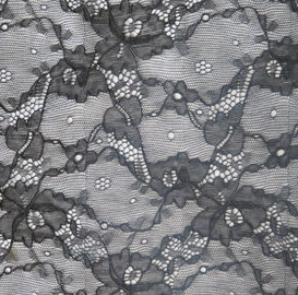 黒く標準的な色の良質の伸縮性がある花のレースの生地FNS1948 サプライヤー