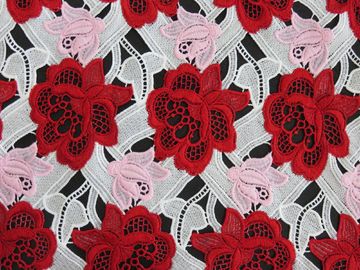 重い 3 色はかぎ針編みのレースの生地/Dressmaking の生地を刺繍しました サプライヤー